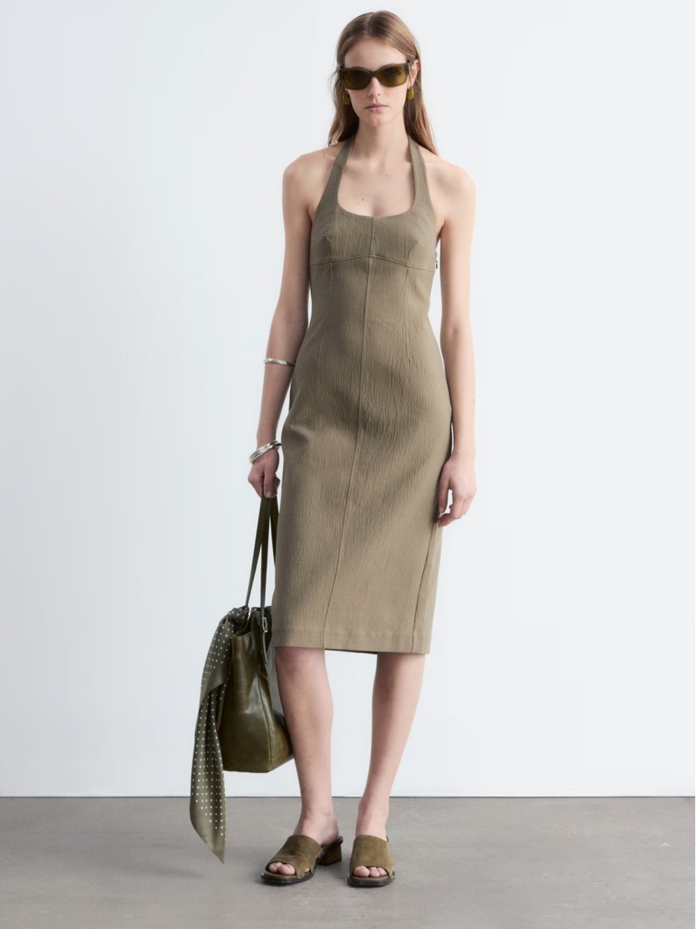 & Other Stories Taupe Halter Midi Dress - Picture 9 of 10